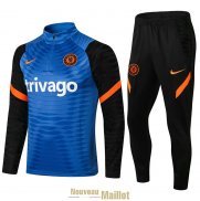 Chelsea Sweat Entrainement Blue Black + Pantalon Black 2021/2022